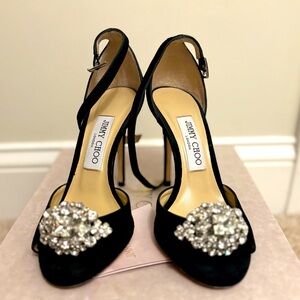 Jimmy Choo suede (ANNIE 100, OSCY Black/Crystal)